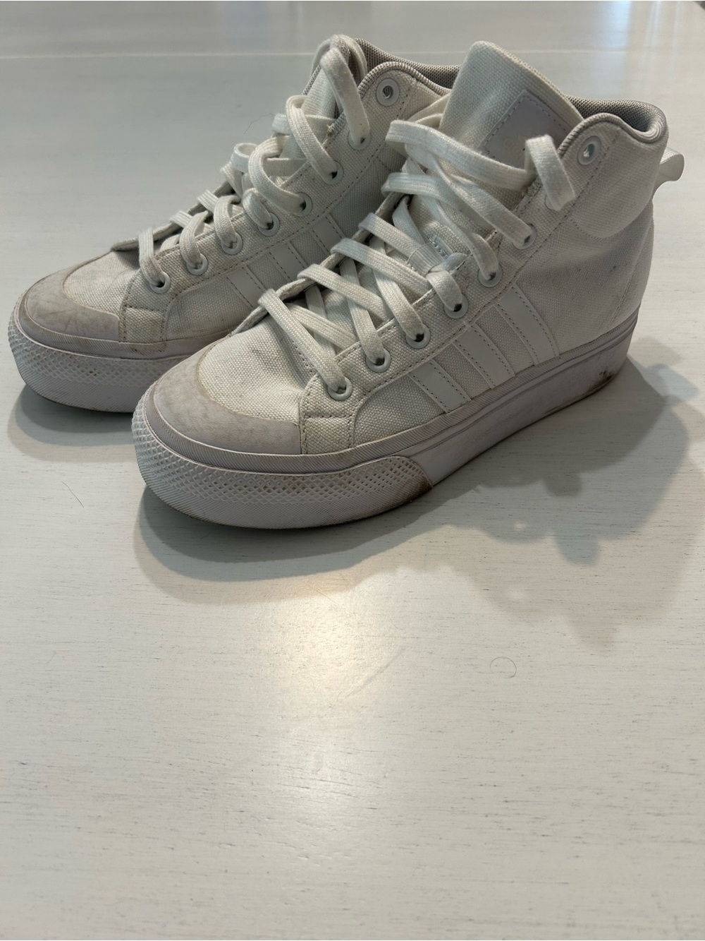Womens Adidas Sneakers Bravada 2.0 Mid Platform Shoes Sz 6.5 White